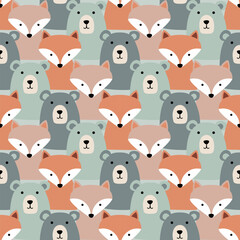 Cute animal pattern design, white isolate background © pitchayaphak
