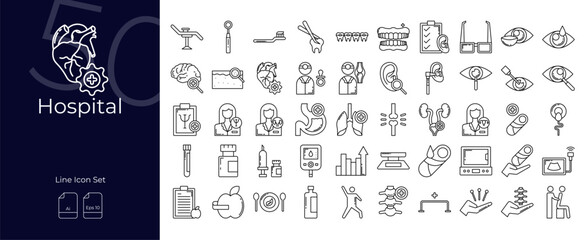 Fototapeta premium Hospital Line Editable Icons set. Vector illustration in modern thin line style of Hospital icons: doctor, health care, medicine, etc