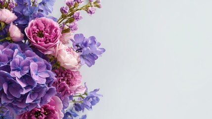 Obraz premium Frame of colorful flowers on white background.