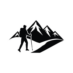  Male Hiker Silhouette Mountains Stock Illustrations