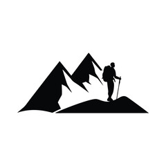  Male Hiker Silhouette Mountains Stock Illustrations