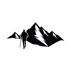  Male Hiker Silhouette Mountains Stock Illustrations