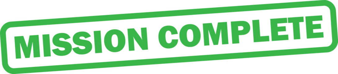 Mission complete stamp icon isolated on white background . Green mission complete stamp label icon . Vector