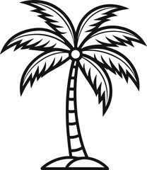 Obraz premium Simple black and white drawing of a palm tree isolated on white background