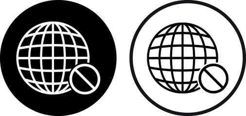 No internet access icon set in two styles . Offline icon . No internet connection icon . Vector illustration