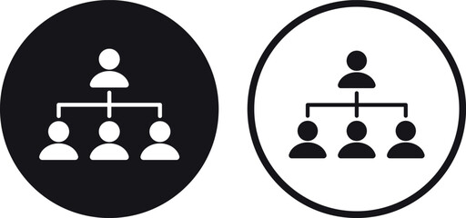 Organization chart icon set in two styles . Business management icon . Vector illustration  