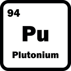Plutonium chemical element icon isolated on white background . Plutonium icon vector