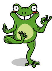 Illustration of a frog doing yoga