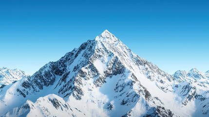 Obraz premium Snowy mountain peak under a clear blue sky, majestic, pristine, cold