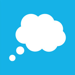 Speech cloud icon on blue background . Conversation chat cloud icon . Message comment chat box icon vector