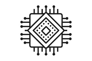 Obraz premium microchip outline dot grid internal pattern icon