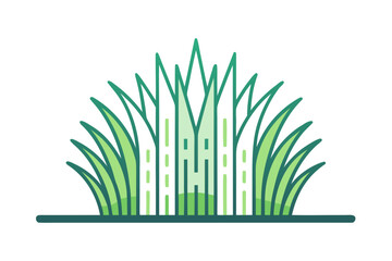 Grass Cluster Line Art Cad Style Icon  