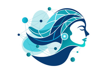 Human Face With Curved Abstract Line Flow  