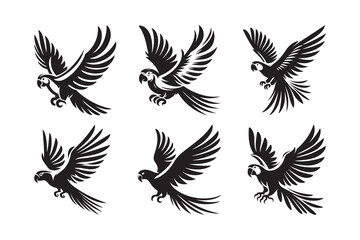 Set of Parrot silhouette vector illustration , with a clear white background