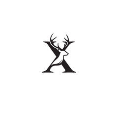 Naklejka premium Elegant Deer Head Initial Letter X Logo Design for Premium Brands
