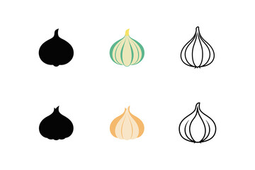 Set of garlic silhouette vector line art illustration
