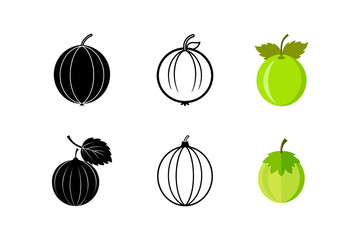 set of gooseberry silhouette vector line art illustration