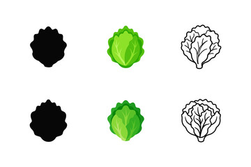 Set of lettuce silhouette vector line art illustration