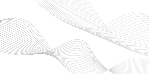 Abstract technology lines on white background. Undulate Grey Wave Swirl, frequency sound wave, twisted curve lines with blend effect, wave with lines created using blend tool.