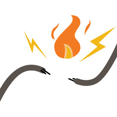 Electric spark cartoon vector illustration,, isolated on white background.