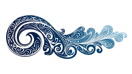 Intricate tribal wave design with blue gradient suitable for tattoo or background