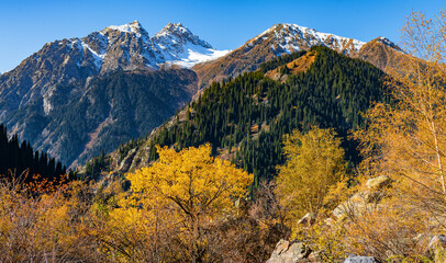 Picturesque mountain landscape near Lake Issyk in Almaty region in south-east Kazakhstan