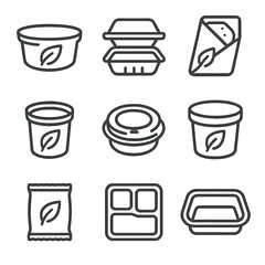 Fototapeta premium Sandwich packaging set modern equally biodegradable snack no icons icon vector letters
