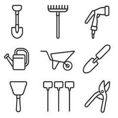 Fototapeta premium Punctuation icons plant icon compost gardening no vector scoop tools can watering