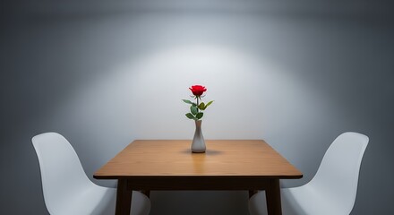 Minimalist Dining Table with Chairs and Vase