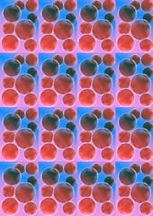 Abstract colorful pattern with red and blue circular shapes  