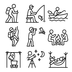 Cooking activities punctuation icons icon emojis camping typography storytelling vector characters numbers