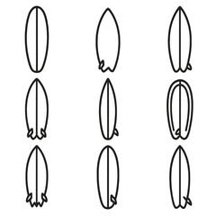 Vector letters hybrid bubbles surfboard any icon funboard set uniform no spaced
