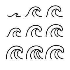 Obraz premium Icons surf emojis letters spaced icon vector chest wave triple no grid