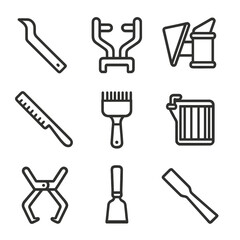 Obraz premium Beehive icons blade vector characters tool cyrillic propolis icon scraper numbers grip