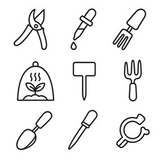 Obraz premium Dropper tent icon rooting small humidity label transplant pruning terrarium tools vector