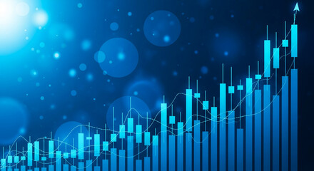 Fototapeta premium Abstract blue graph showcasing upward trend, symbolizing growth, success, and financial market progress, ideal for business presentations or website backgrounds