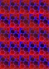 Abstract pattern of colorful circles in red and blue tones  
