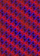 Obraz premium Abstract pattern of colorful circles on red background 