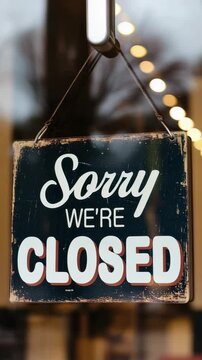 Shop displays closed sign during early afternoon hours in a quiet neighborhood