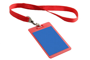 Splendid red id holder lanyard isolated on white background
