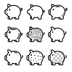 Obraz premium Wood any icons no vector bank diverse grid icon ceramic uniform piggy