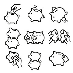 Obraz premium Vector icon labels no inserting any icons over fintech piggy per