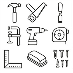 Obraz premium Icons tool numbers icon detailed hammer cyrillic uniform angle vector wood clamp