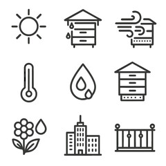 Fototapeta premium Cover typography hive balcony detailed bubbles barrier no vector icons sun icon