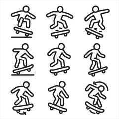 Icons chinese detailed skateboard uniform icon trick cyrillic slide no vector speech