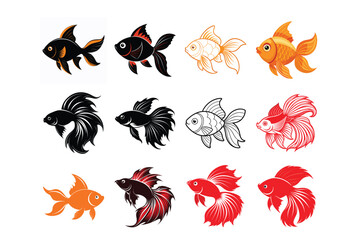 Aquarium Fish Collection – Betta and Goldfish Digital Artwork