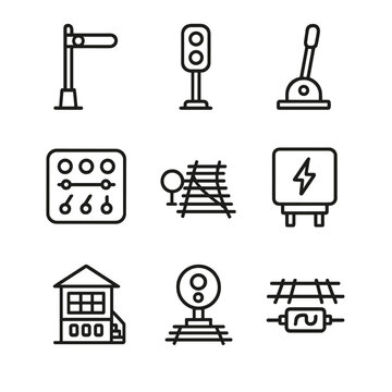Signal icons train vector control icon shunting box light track semaphore switch