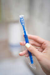 Effective Oral Hygiene Care using a Bright Blue Toothbrush for Daily Dental Health and Cleanliness
