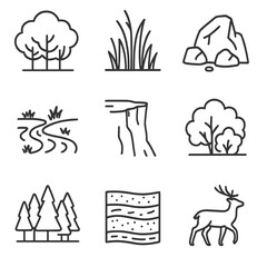 Fototapeta premium Soil line edge layers route icons meadow forest bend vector nature icon