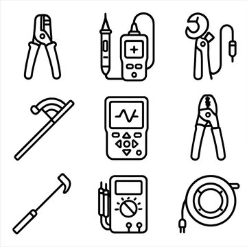 Vector power wire tape tester electrical icon tools conduit tracer icons circuit